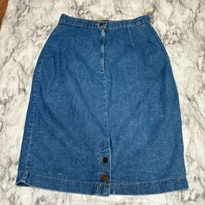 Y2K 90s vintage Denim 100% Cotton Midi length Jean blue skirt size 14 casual
